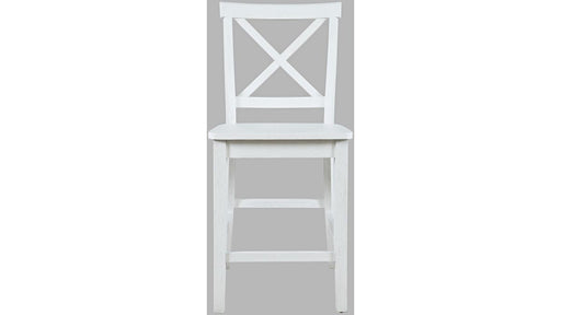 Jofran Eastern Tides X Back Counter Stool in Blanc (Set of 2) - Holmwood's Furniture & Design Center (Somersworth, NH)