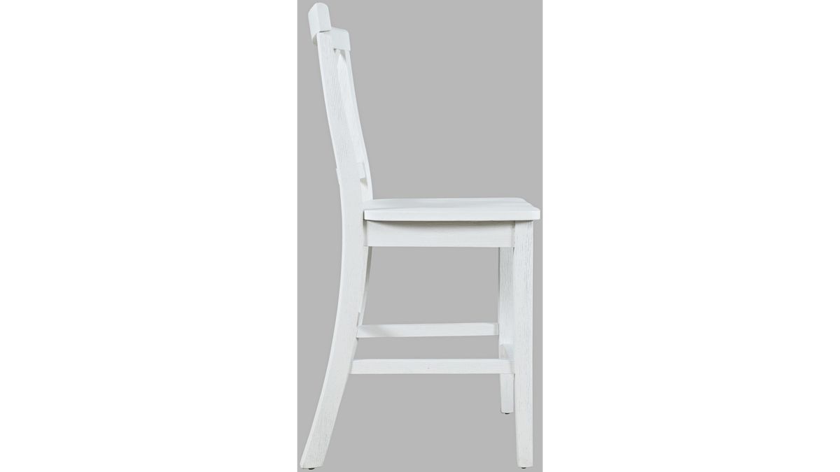 Jofran Eastern Tides X Back Counter Stool in Blanc (Set of 2) - Holmwood's Furniture & Design Center (Somersworth, NH)