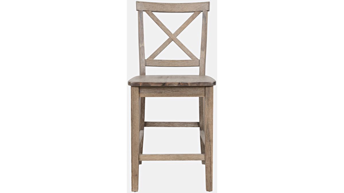 Jofran Eastern Tides X Back Counter Stool in Bisque (Set of 2) - Holmwood's Furniture & Design Center (Somersworth, NH)