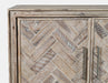 Jofran Gramercy Mid-Century Modern Chevron Three Door 60" Accent Cabinet in Grey Wash - Holmwood's Furniture & Design Center (Somersworth, NH)