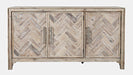 Jofran Gramercy Mid-Century Modern Chevron Three Door 60" Accent Cabinet in Grey Wash image