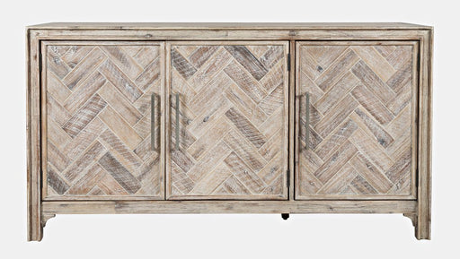 Jofran Gramercy Mid-Century Modern Chevron Three Door 60" Accent Cabinet in Grey Wash image
