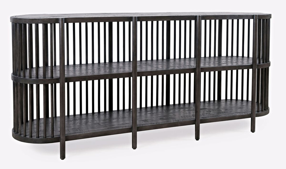 Jofran Rhapsody Mid-Century Modern 72" Open Storage Sideboard Cabinet in Black Wash - Holmwood's Furniture & Design Center (Somersworth, NH)