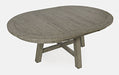 Jofran Telluride Contemporary Rustic Farmhouse Round to Oval Dining Table in Driftwood Grey - Holmwood's Furniture & Design Center (Somersworth, NH)