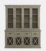 Jofran Telluride Rustic Distressed Pine Sideboard Buffet Hutch with LED Lights in Driftwood Grey image