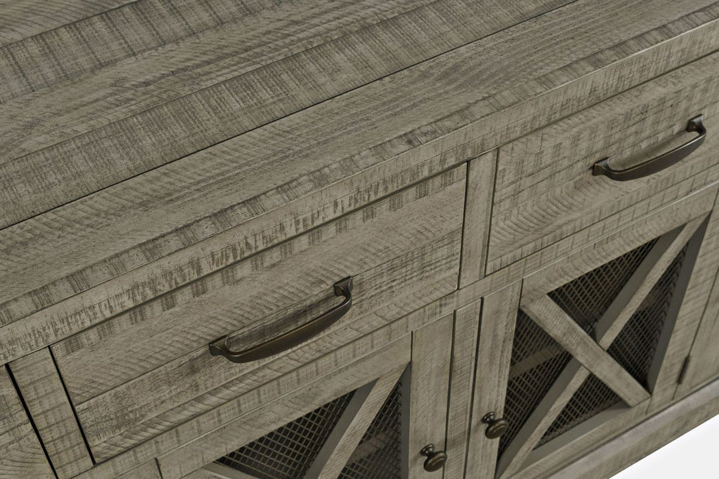 Jofran Telluride 70" Rustic Distressed Pine Four Drawer Sideboard Buffet Server in Driftwood Grey - Holmwood's Furniture & Design Center (Somersworth, NH)