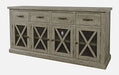 Jofran Telluride 70" Rustic Distressed Pine Four Drawer Sideboard Buffet Server in Driftwood Grey - Holmwood's Furniture & Design Center (Somersworth, NH)