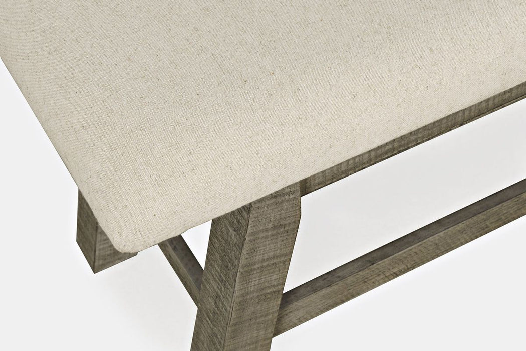 Jofran Telluride Rustic Distressed Pine 85" Upholstered Dining Bench in Driftwood Gray - Holmwood's Furniture & Design Center (Somersworth, NH)