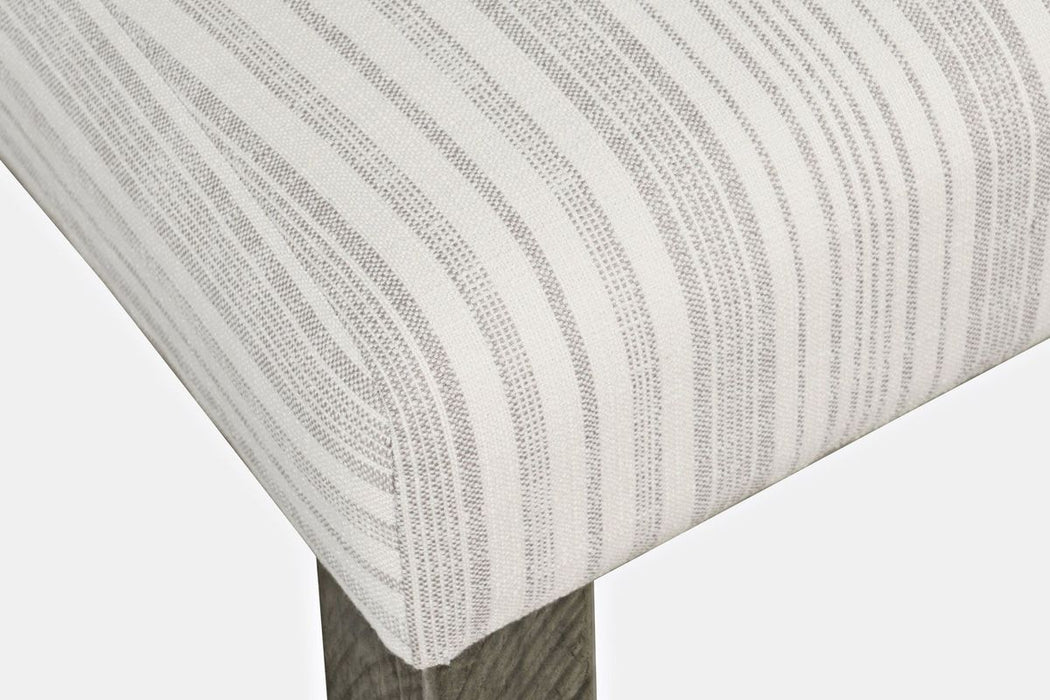 Jofran Telluride Contemporary Rustic Pine Parsons Striped Upholstery Counter Stool (Set of 2) in Driftwood Grey - Holmwood's Furniture & Design Center (Somersworth, NH)