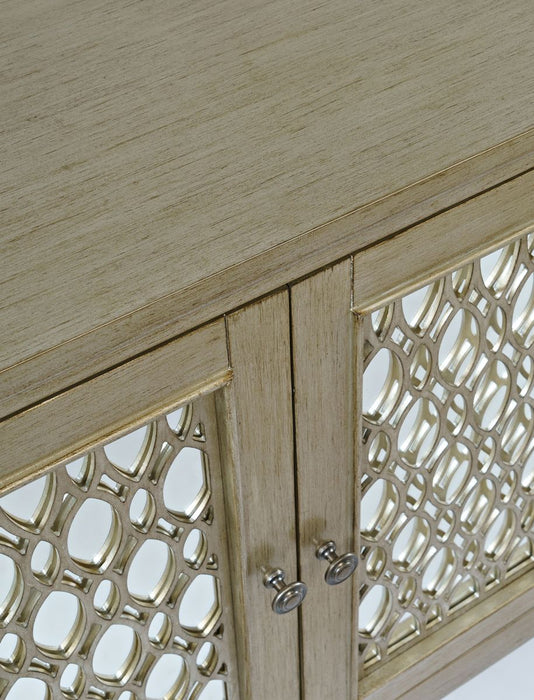 Jofran Isabella 86" Luxury Mirrored Sideboard Storage Cabinet in Champagne - Holmwood's Furniture & Design Center (Somersworth, NH)