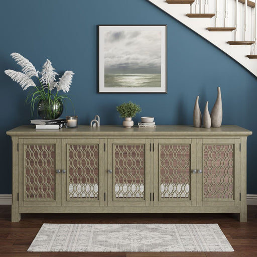 Jofran Isabella 86" Luxury Mirrored Sideboard Storage Cabinet in Champagne - Holmwood's Furniture & Design Center (Somersworth, NH)
