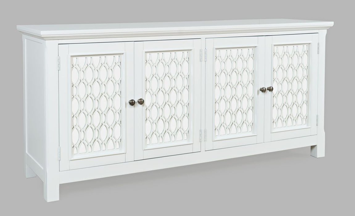 Jofran Isabella 69" Luxury Mirrored Sideboard Storage Cabinet in White - Holmwood's Furniture & Design Center (Somersworth, NH)