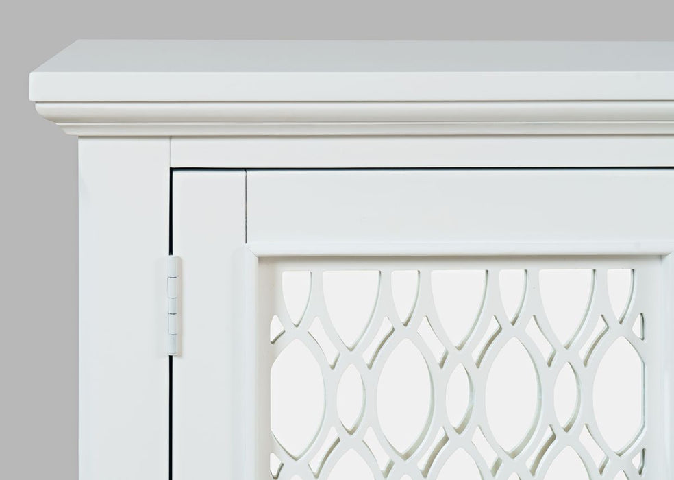 Jofran Isabella 69" Luxury Mirrored Sideboard Storage Cabinet in White - Holmwood's Furniture & Design Center (Somersworth, NH)