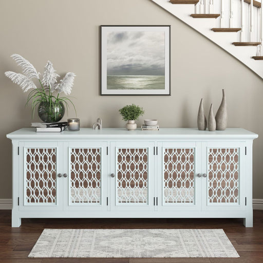 Jofran Isabella 86" Luxury Mirrored Sideboard Storage Cabinet in White - Holmwood's Furniture & Design Center (Somersworth, NH)