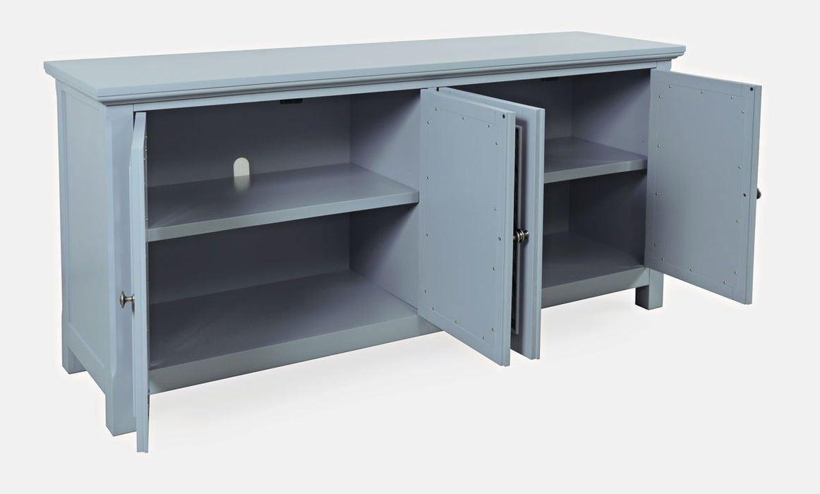Jofran Isabella 69" Luxury Mirrored Sideboard Storage Cabinet in Blue - Holmwood's Furniture & Design Center (Somersworth, NH)