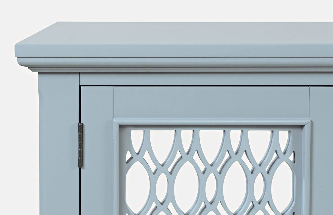Jofran Isabella 86" Luxury Mirrored Sideboard Storage Cabinet in Blue - Holmwood's Furniture & Design Center (Somersworth, NH)