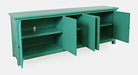Jofran Isabella 86" Luxury Mirrored Sideboard Storage Cabinet in Aqua - Holmwood's Furniture & Design Center (Somersworth, NH)