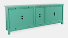 Jofran Isabella 86" Luxury Mirrored Sideboard Storage Cabinet in Aqua - Holmwood's Furniture & Design Center (Somersworth, NH)
