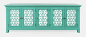 Jofran Isabella 86" Luxury Mirrored Sideboard Storage Cabinet in Aqua image