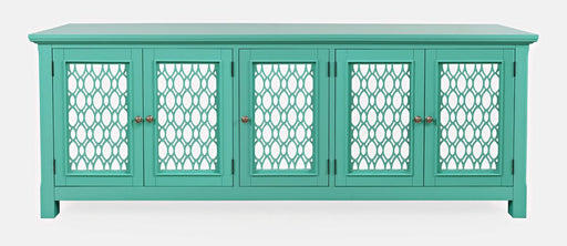 Jofran Isabella 86" Luxury Mirrored Sideboard Storage Cabinet in Aqua image