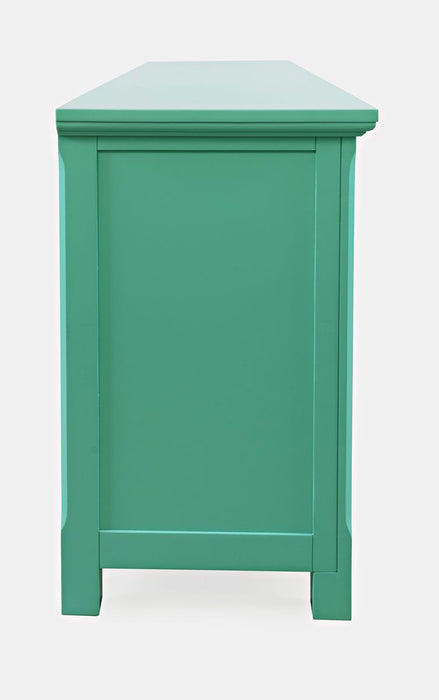 Jofran Isabella 86" Luxury Mirrored Sideboard Storage Cabinet in Aqua - Holmwood's Furniture & Design Center (Somersworth, NH)