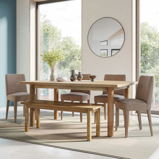 Jofran Bodhi 70" Rustic Solid Wood Dining Table in Golden - Holmwood's Furniture & Design Center (Somersworth, NH)