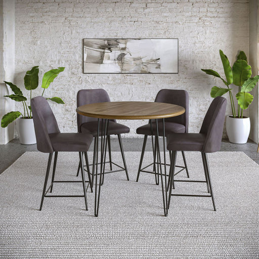 Jofran Maddox Mid-Century Modern Faux Leather Upholstered Counter Height Barstool (Set of 2) in Dark Brown - Holmwood's Furniture & Design Center (Somersworth, NH)