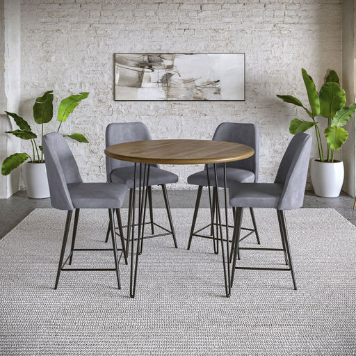 Jofran Maddox Mid-Century Modern Faux Leather Upholstered Counter Height Barstool (Set of 2) in Grey - Holmwood's Furniture & Design Center (Somersworth, NH)