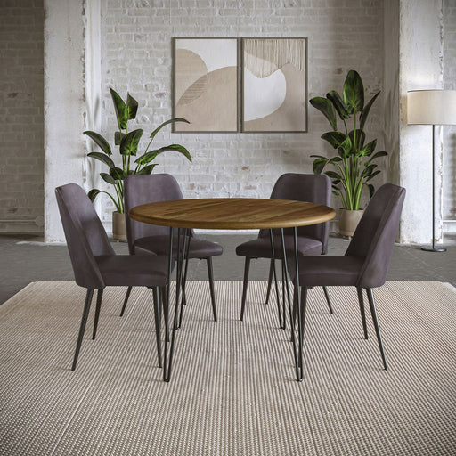 Jofran Brennan 42" Round Modern Contemporary Solid Wood Dining Table in Golden - Holmwood's Furniture & Design Center (Somersworth, NH)