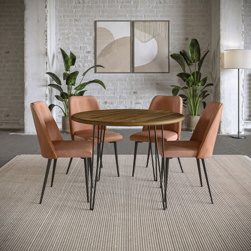 Jofran Maddox Mid-Century Modern Faux Leather Upholstered Dining Chair (Set of 2) in Light Brown - Holmwood's Furniture & Design Center (Somersworth, NH)