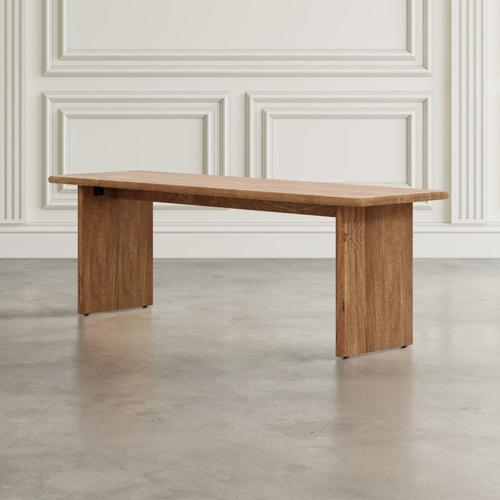 Jofran Burke 54" Rustic Modern Solid Wood Dining Bench in Golden - Holmwood's Furniture & Design Center (Somersworth, NH)