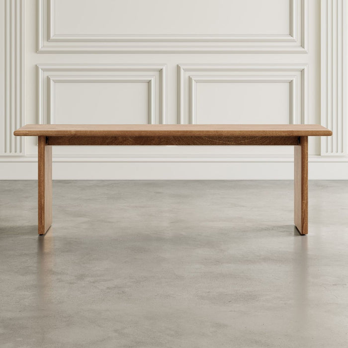 Jofran Burke 54" Rustic Modern Solid Wood Dining Bench in Golden - Holmwood's Furniture & Design Center (Somersworth, NH)