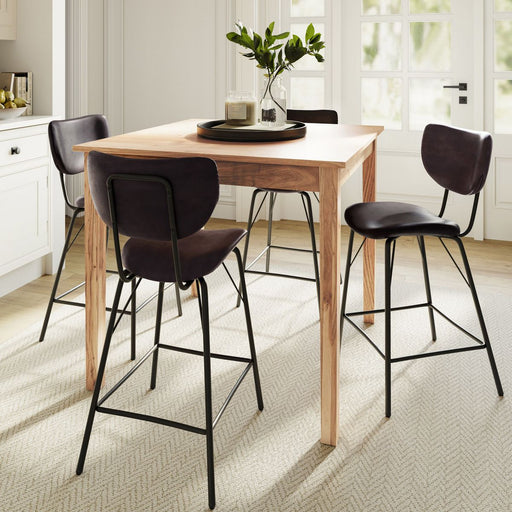 Jofran Owen Contemporary Modern Faux Leather Split-Back Upholstered Counter Height Barstool (Set of 2) in Dark Brown - Holmwood's Furniture & Design Center (Somersworth, NH)