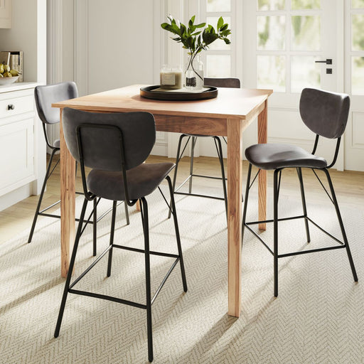 Jofran Owen Contemporary Modern Faux Leather Split-Back Upholstered Counter Height Barstool (Set of 2) in Grey - Holmwood's Furniture & Design Center (Somersworth, NH)