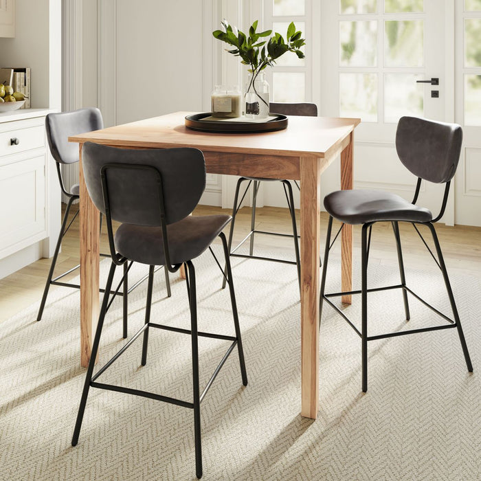 Jofran Owen Contemporary Modern Faux Leather Split-Back Upholstered Counter Height Barstool (Set of 2) in Grey - Holmwood's Furniture & Design Center (Somersworth, NH)