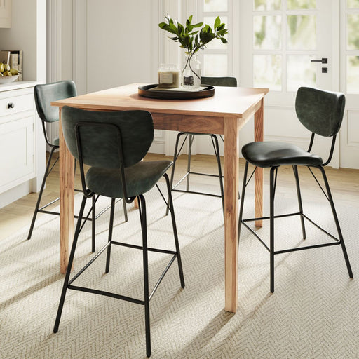 Jofran Owen Contemporary Modern Faux Leather Split-Back Upholstered Counter Height Barstool (Set of 2) in Jade - Holmwood's Furniture & Design Center (Somersworth, NH)