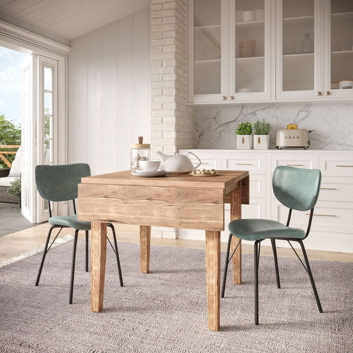 Jofran Owen Contemporary Modern Faux Leather Split-Back Upholstered Dining Chair (Set of 2) in Jade - Holmwood's Furniture & Design Center (Somersworth, NH)