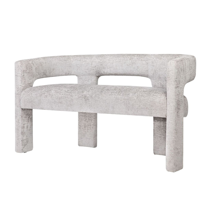 Jofran Gwen Modern Luxury Jacquard Fabric Upholstered Sculpture Bench in Grey - Holmwood's Furniture & Design Center (Somersworth, NH)