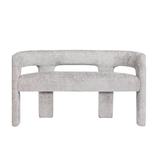 Jofran Gwen Modern Luxury Jacquard Fabric Upholstered Sculpture Bench in Grey image