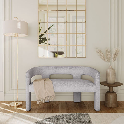 Jofran Gwen Modern Luxury Jacquard Fabric Upholstered Sculpture Bench in Grey - Holmwood's Furniture & Design Center (Somersworth, NH)