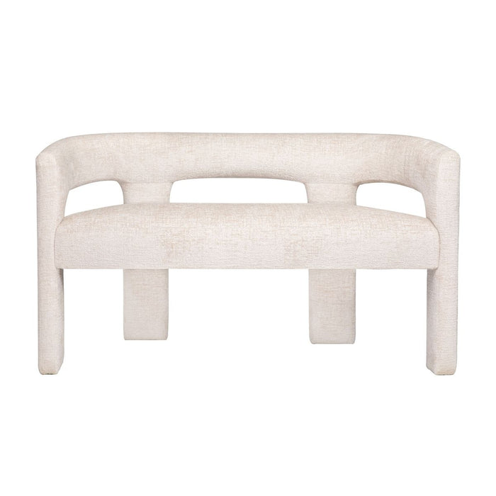 Jofran Gwen Modern Luxury Jacquard Fabric Upholstered Sculpture Bench in Natural image