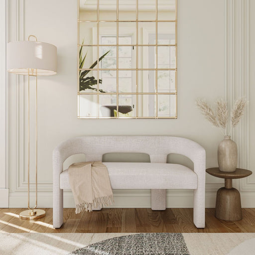 Jofran Gwen Modern Luxury Jacquard Fabric Upholstered Sculpture Bench in Natural - Holmwood's Furniture & Design Center (Somersworth, NH)