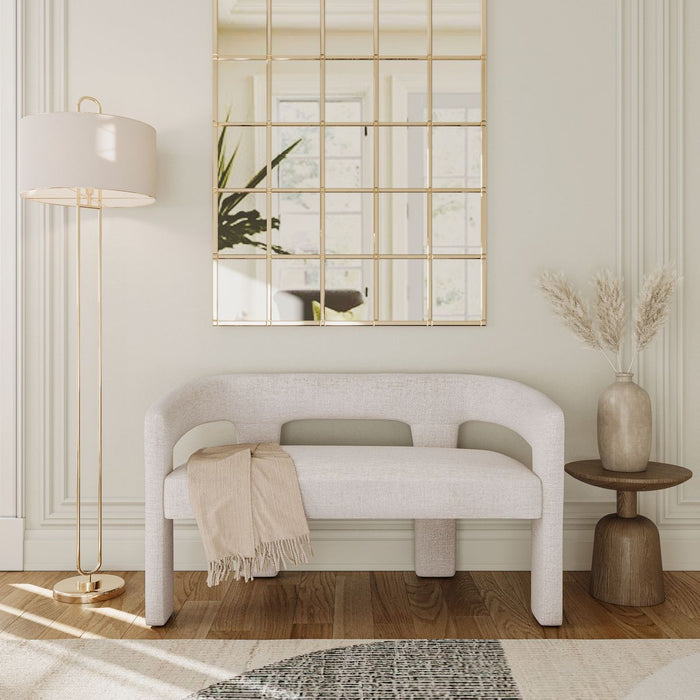 Jofran Gwen Modern Luxury Jacquard Fabric Upholstered Sculpture Bench in Natural - Holmwood's Furniture & Design Center (Somersworth, NH)