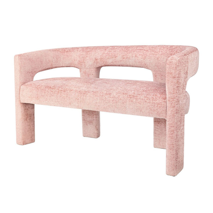 Jofran Gwen Modern Luxury Jacquard Fabric Upholstered Sculpture Bench in Pink - Holmwood's Furniture & Design Center (Somersworth, NH)