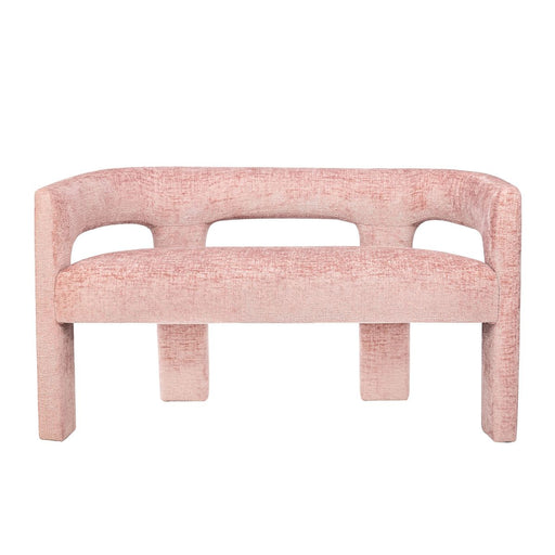 Jofran Gwen Modern Luxury Jacquard Fabric Upholstered Sculpture Bench in Pink image