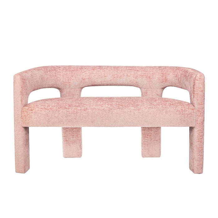 Jofran Gwen Modern Luxury Jacquard Fabric Upholstered Sculpture Bench in Pink image