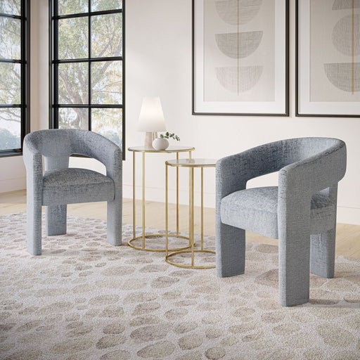 Jofran Gwen Modern Luxury Jacquard Fabric Upholstered Sculpture Armchair in Blue - Holmwood's Furniture & Design Center (Somersworth, NH)