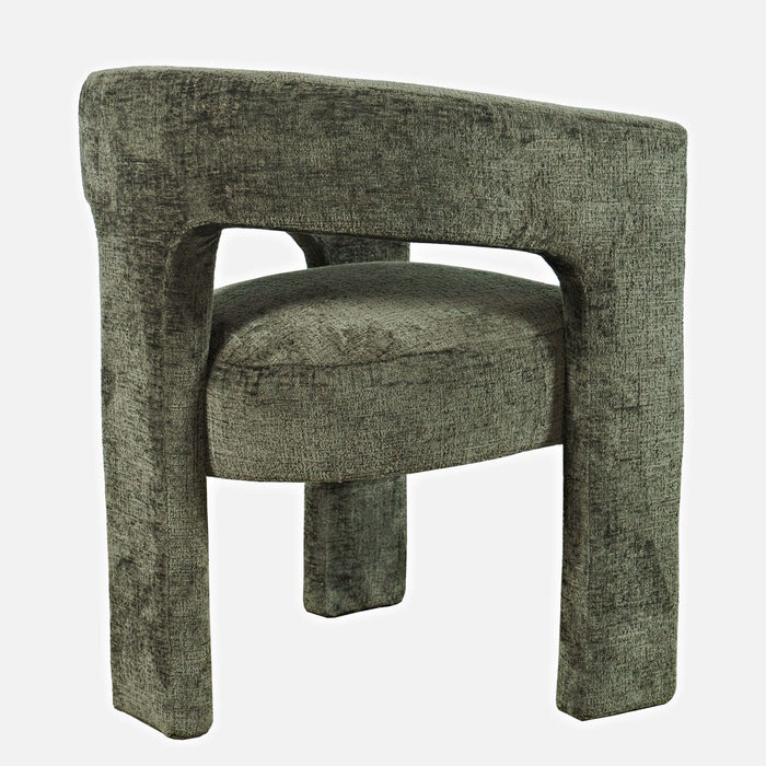 Jofran Gwen Modern Luxury Jacquard Fabric Upholstered Sculpture Armchair in Forest - Holmwood's Furniture & Design Center (Somersworth, NH)