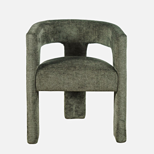 Jofran Gwen Modern Luxury Jacquard Fabric Upholstered Sculpture Armchair in Forest image