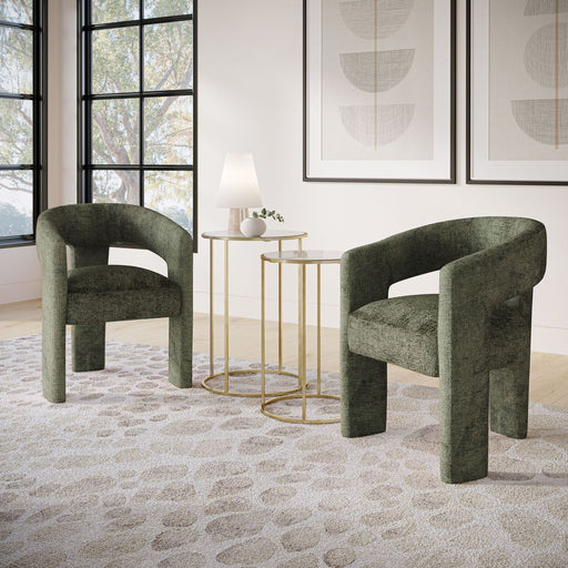 Jofran Gwen Modern Luxury Jacquard Fabric Upholstered Sculpture Armchair in Forest - Holmwood's Furniture & Design Center (Somersworth, NH)